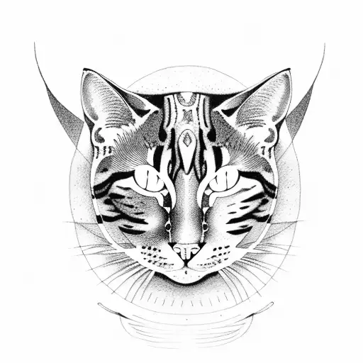 A Serene Feline Perched On A Crescent Moon