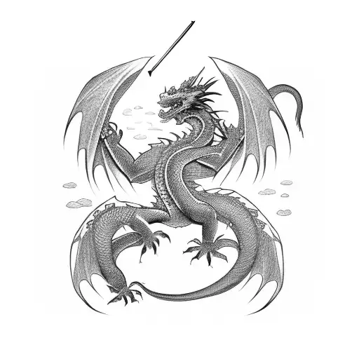 Dragon And Samurai Facing Off In A Fierce Battle