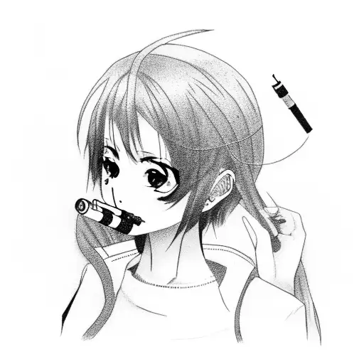 Cyberpunk Anime Girl Smoking A Cigarette