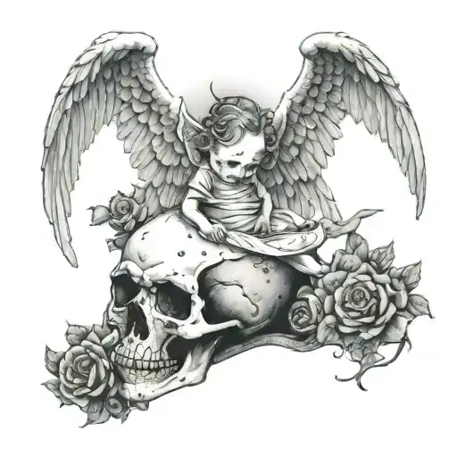 A Angel Sitting On A Skull