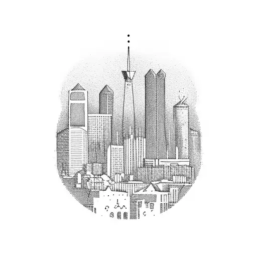 Zia Symbol With New Mexico Downtown Skyline