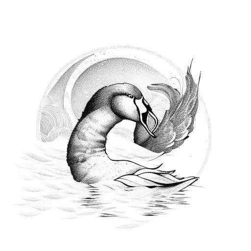 A Serene Sunset On The Horizon With A Silhouette Of A Swan