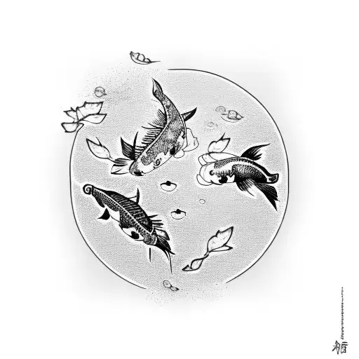Cherry Blossom Tree Leaves Turning Into Koi Fish Yin Yang