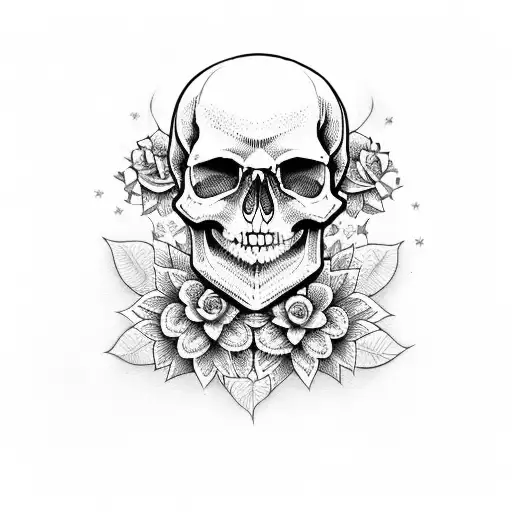 Skull Stars Flowers