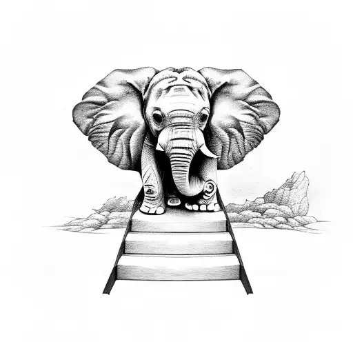 Baby Elephant Coming Out Of A Staircase To Heaven