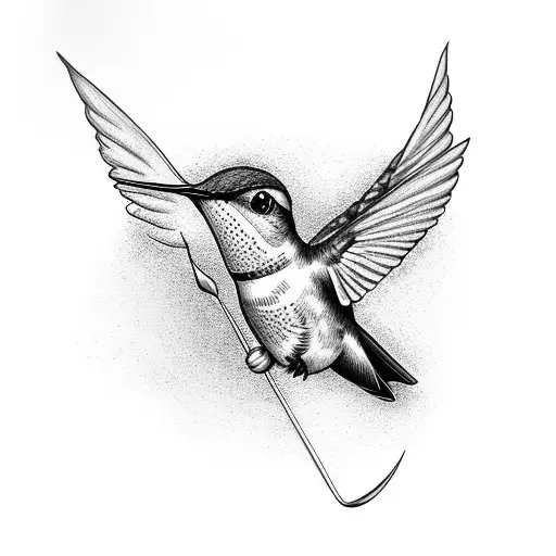 Hummingbird Spear And Rose