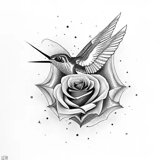 Militar Spear Rose And Hummingbird