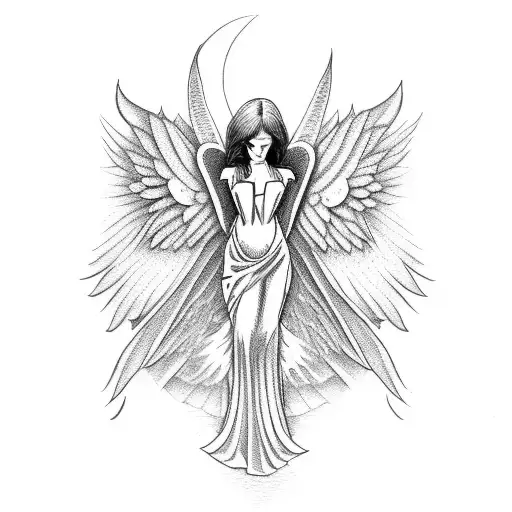 Angel Tattoo Design For The Neck