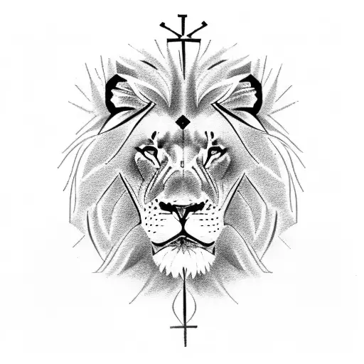 Lion Guarding A Cross