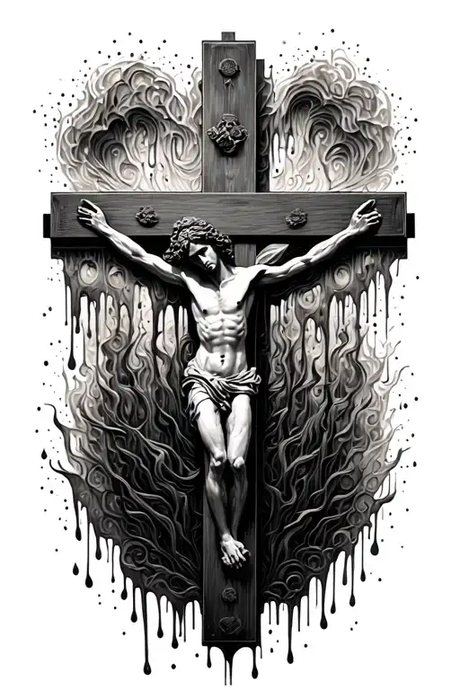 Melting Crucifix With Dark Shadows