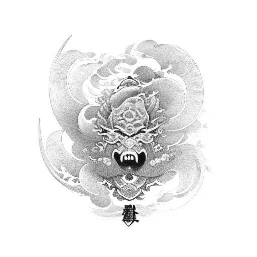 A Composition Of Traditional Japanese Waves Forming The Shape Of A Katana