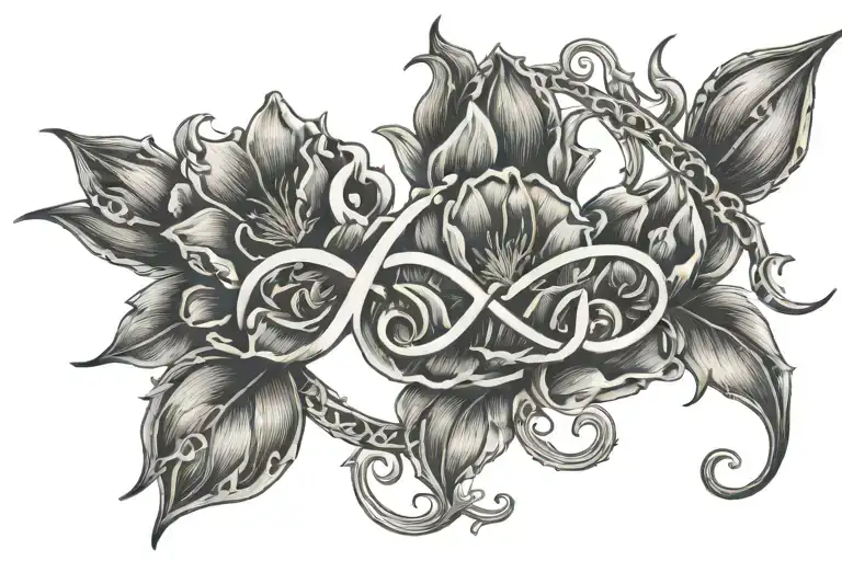 Infinity Symbol & Tulips Sunflowers Lilly ' Lettering By H&l