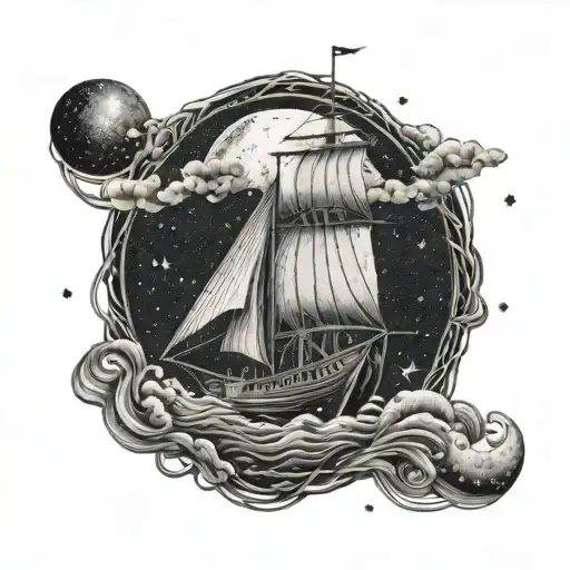 A Cosmic Viking Ship Sailing Through A Galaxy Made Of Guitar Strings