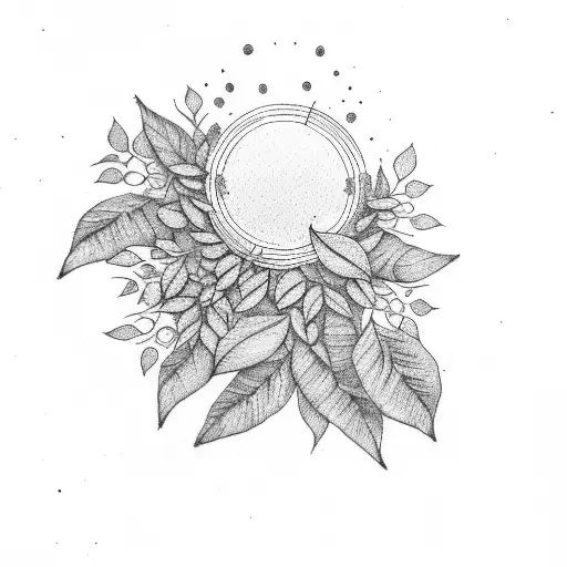 Circle With Leaves And Red Flowers