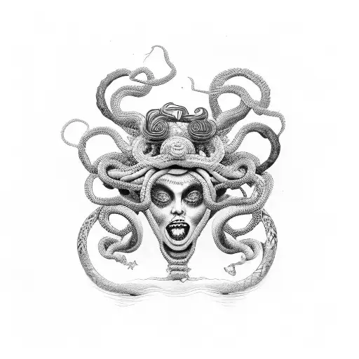 Medusa With Red And Black Snakes