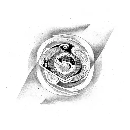 Yin Yang Symbol Inside Ouroboros Symbol