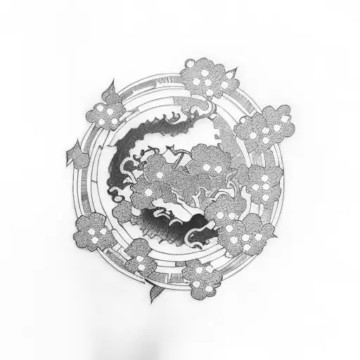 Samurai With Cherry Blossoms Back Of The Forearm