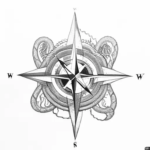 Compass With A Dragon And A Snake