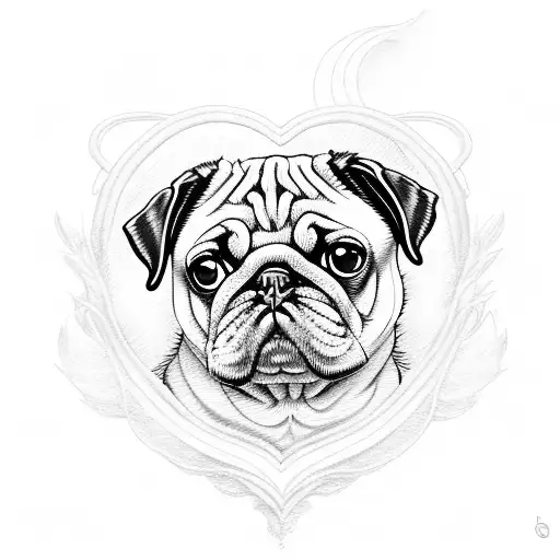 Pug Angel With Heart