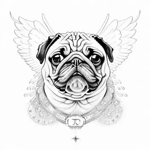 Happy Pug With Halo Angel