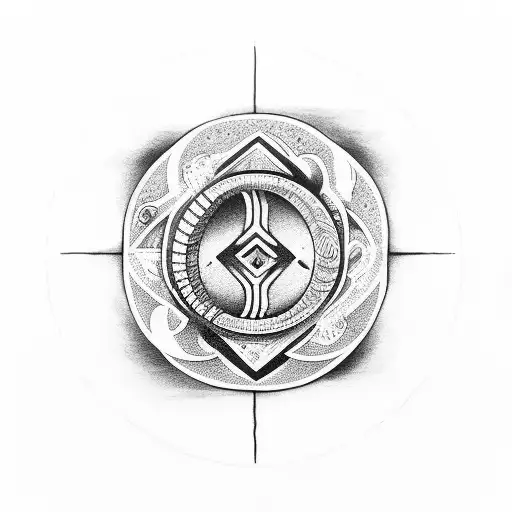 Yin Yang Symbol Inside Ouroboros Snake Symbol