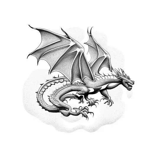 A Majestic Dragon Flying Over The Sussex Countryside