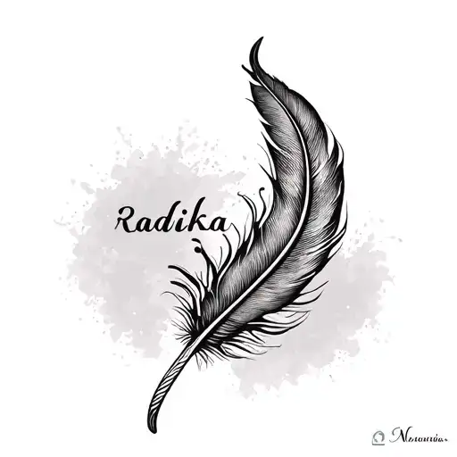 Radhika Name With Feather In Devnagari