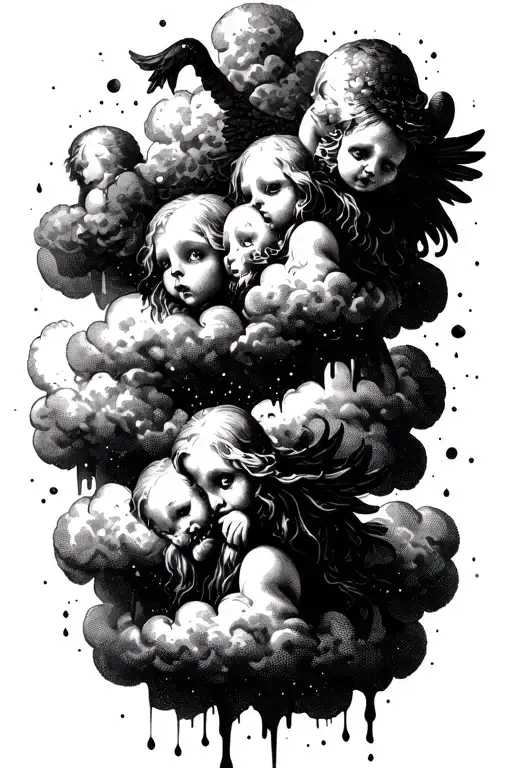 Melting Fluffy Light Clouds Wih Small Evil Angels