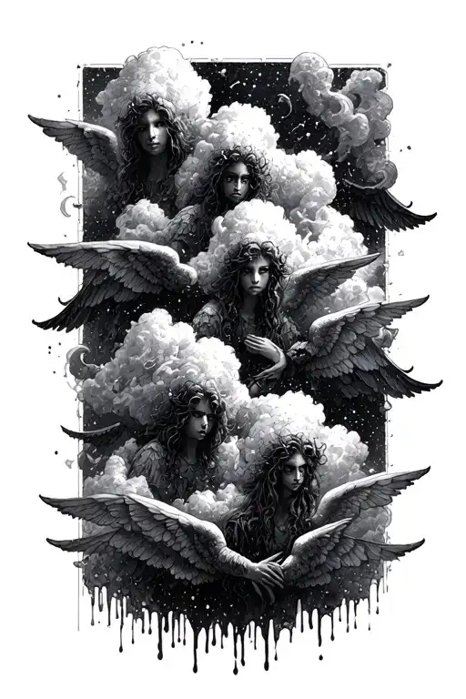 Melting Fluffy Light Clouds Wih Small Evil Angels