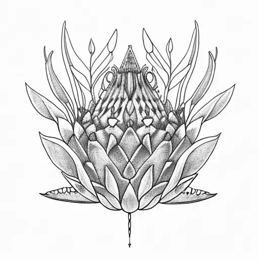 King Protea And Hummingbird