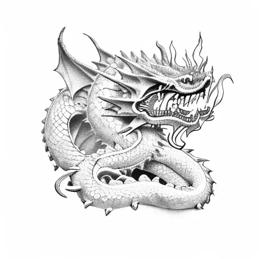 Biker's Dragon Girl And Dog