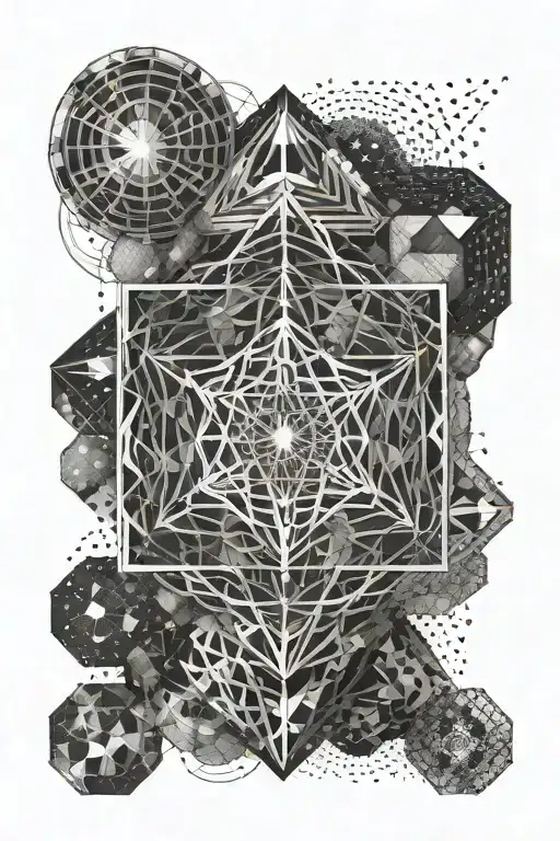 Metatron Cube With Gemetric Pattern Background