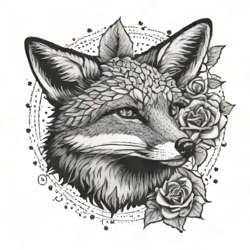 A Fox With A Rose Looking Up