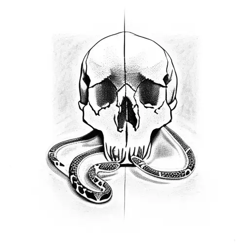 A Dog's Skull With A Cross Wrapped Around A Snake