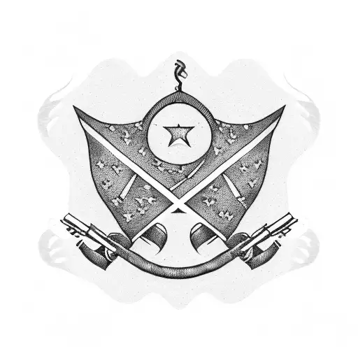 2 Flags Crossing Military Vintage