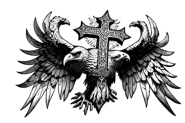 Orthodox Cross In The Claws Of A Serbian Eagle