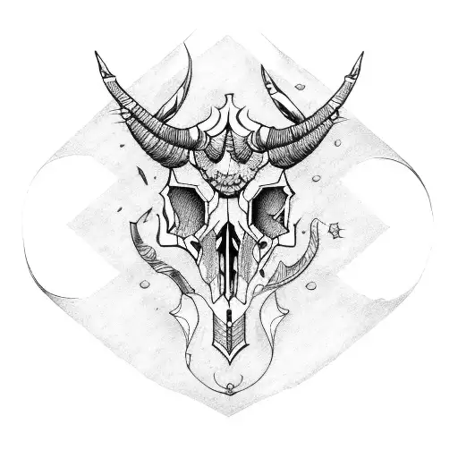 Capricorn Skull Mandala Style