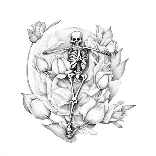 Skeleton Giving A Woman A Tulip