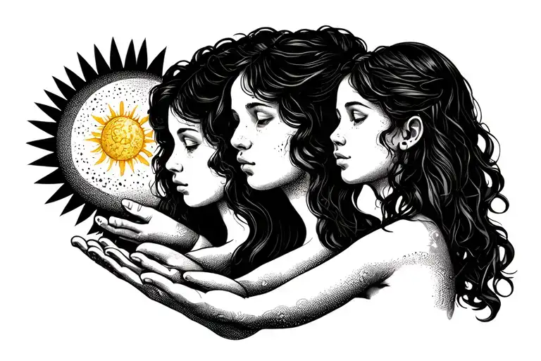 4 Girl Head With Emotions Representing Mental With Her Hand She Gives Sun Moon Shamrock