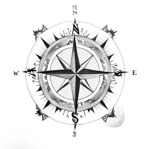A Compass Rose Made Out Of Tear Drops And Roses