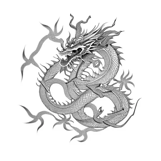 Chinese Dragon Entwined With Welsh Dragon