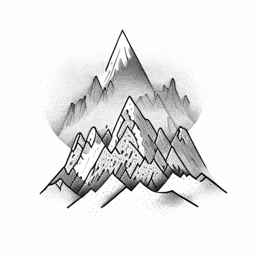 A Dotwork Illustration Of A Mountain Peak With A Hidden Human Face Within The Details
