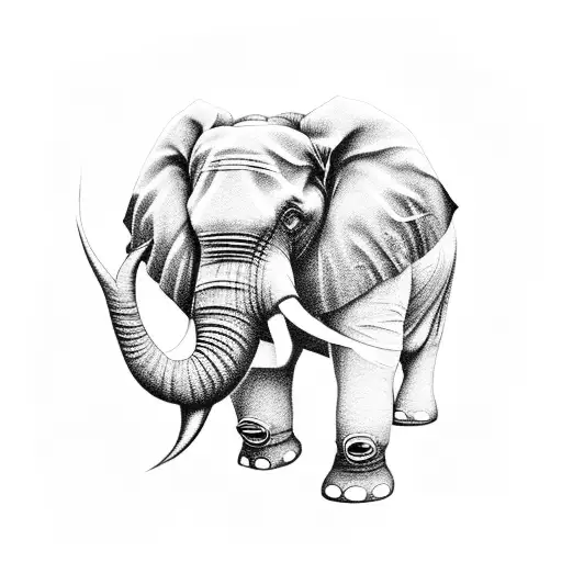 A Rap-themed Tattoo With An Elephant Wearing A Gold Chain