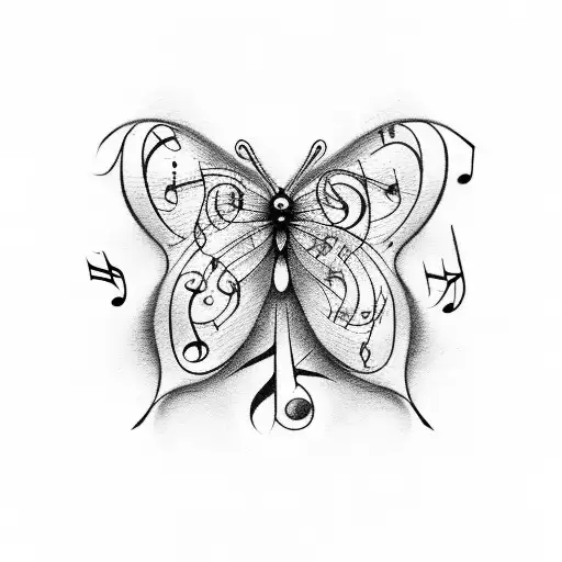Semicolon Butterfly With Music Notes