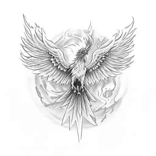 Phoenix Emerging From Ashes