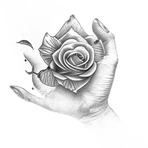 Hand Print With Rose
