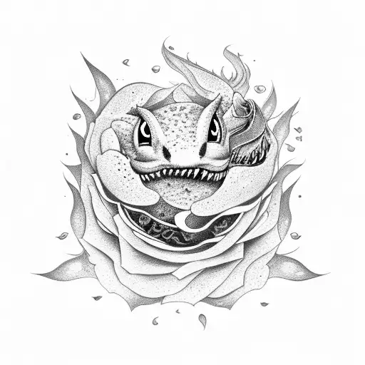 Toothless Breathing Fire With A Background Of Dead Roses