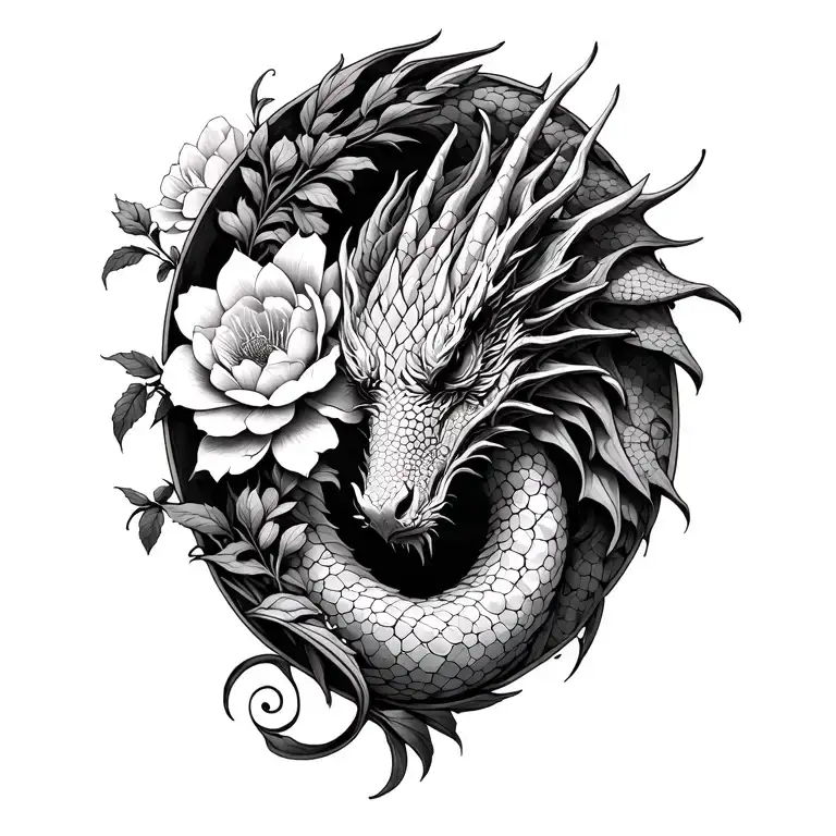 Dragons And Flowers Wrapped