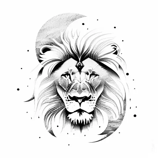 Lion With Wariors With Moon