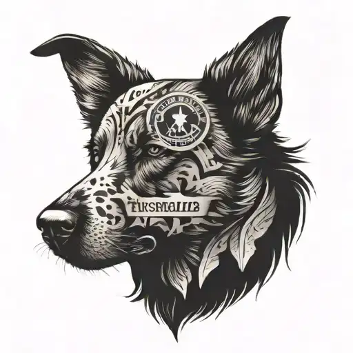 A Dog Silhouette With Historical Army Insignia Hidden Within The Fur